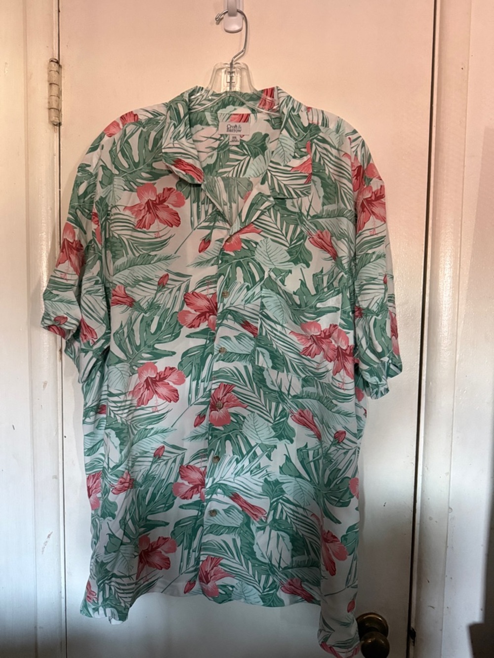 croft & barrow Tropical Floral Button-Down Shirt - Green & Pink